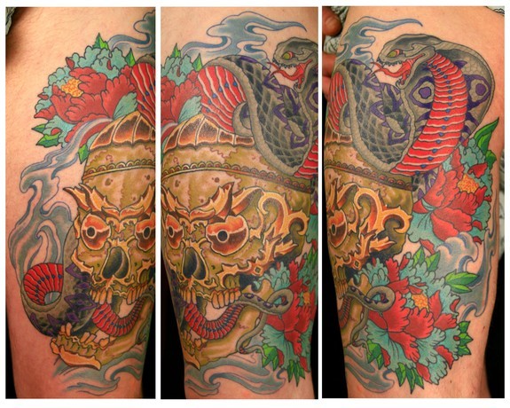 Canman - tibetian skull and cobra thigh piece